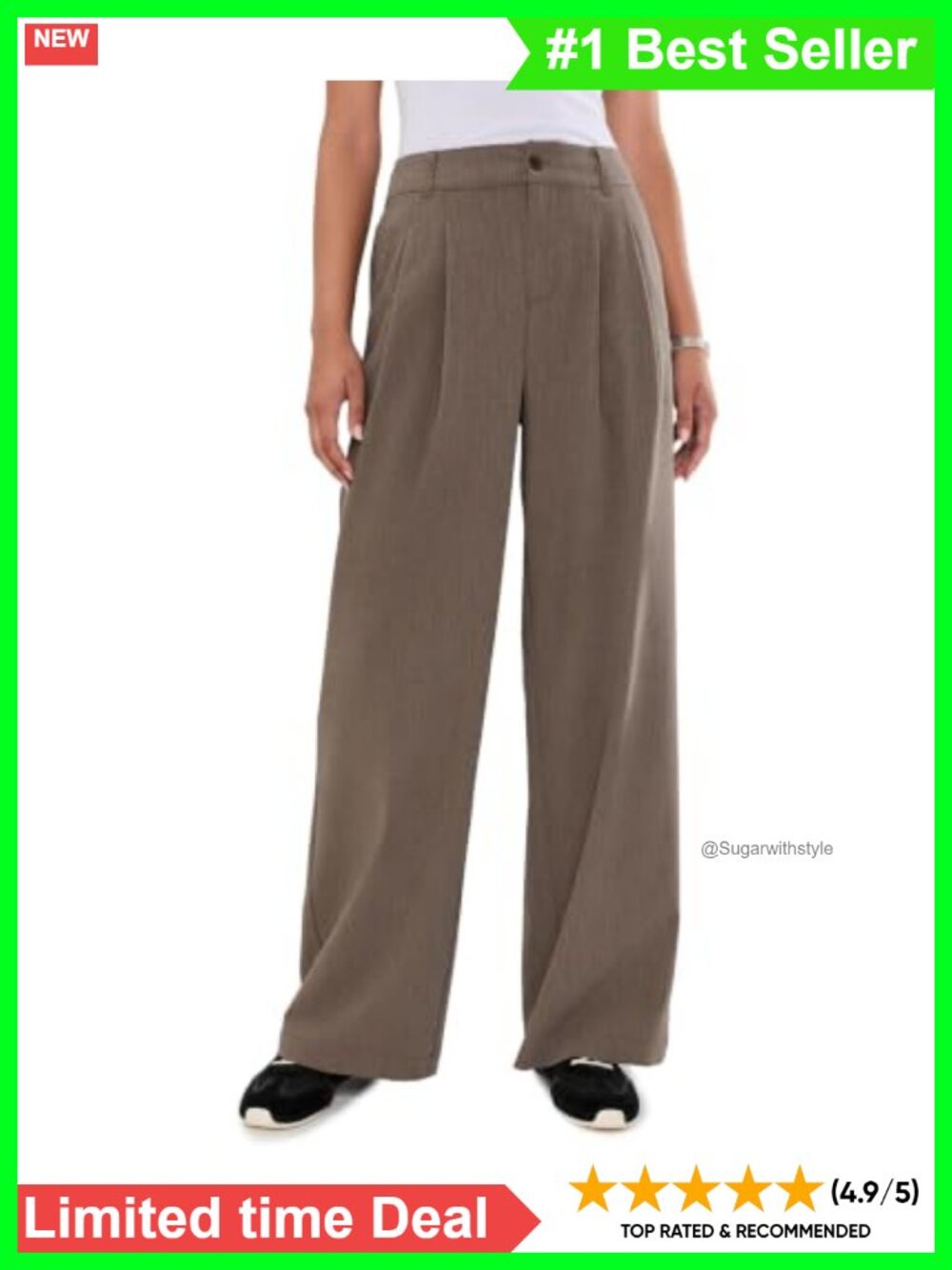 Varley Alysha High Rise Wide Leg Pleated Casual Pants